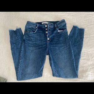 Abercrombie & Fitch High Rise Super Skinny Ankle Ripped Jeans